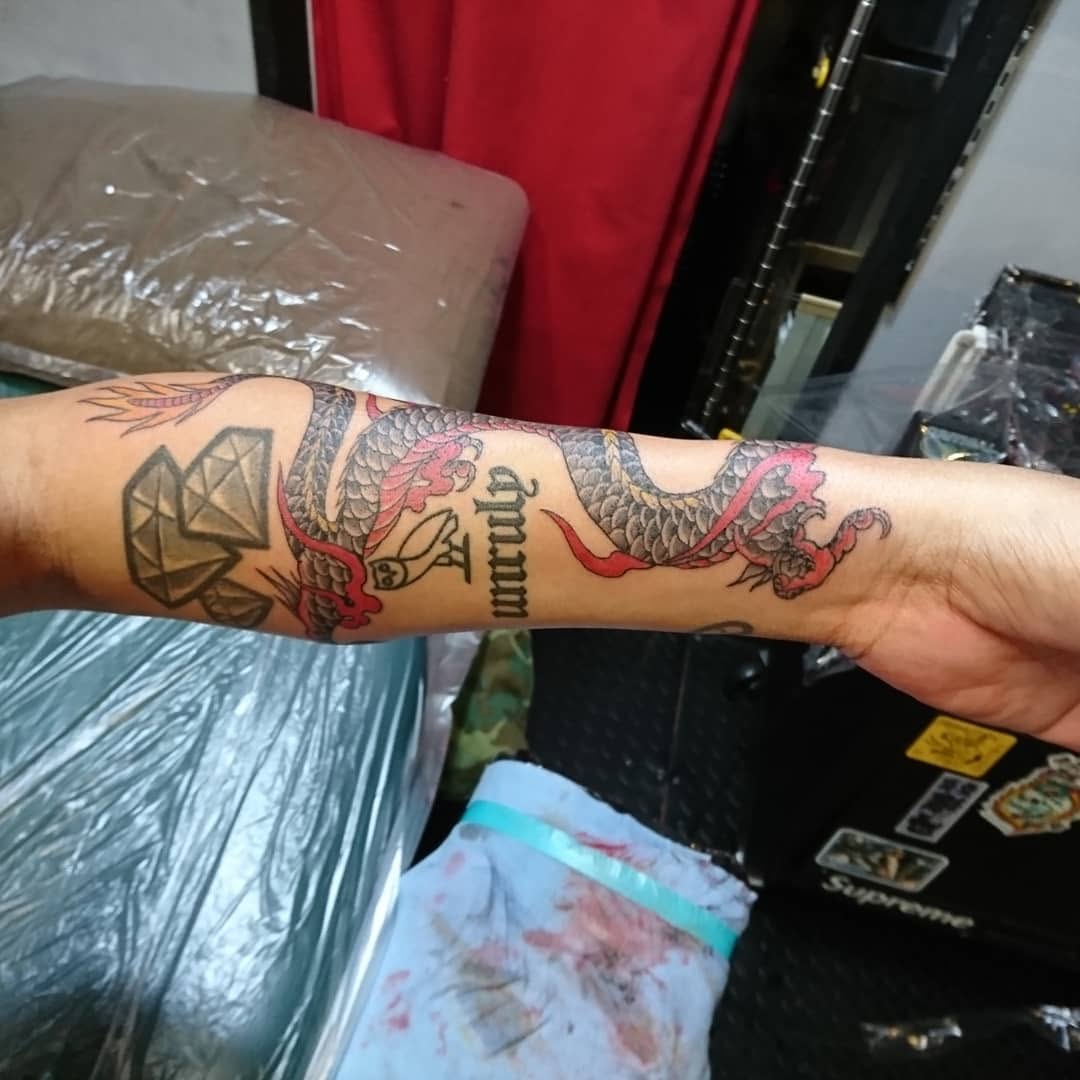 Tattoo by @horiyamadaichi — japanese_irezumi, lettering_script
