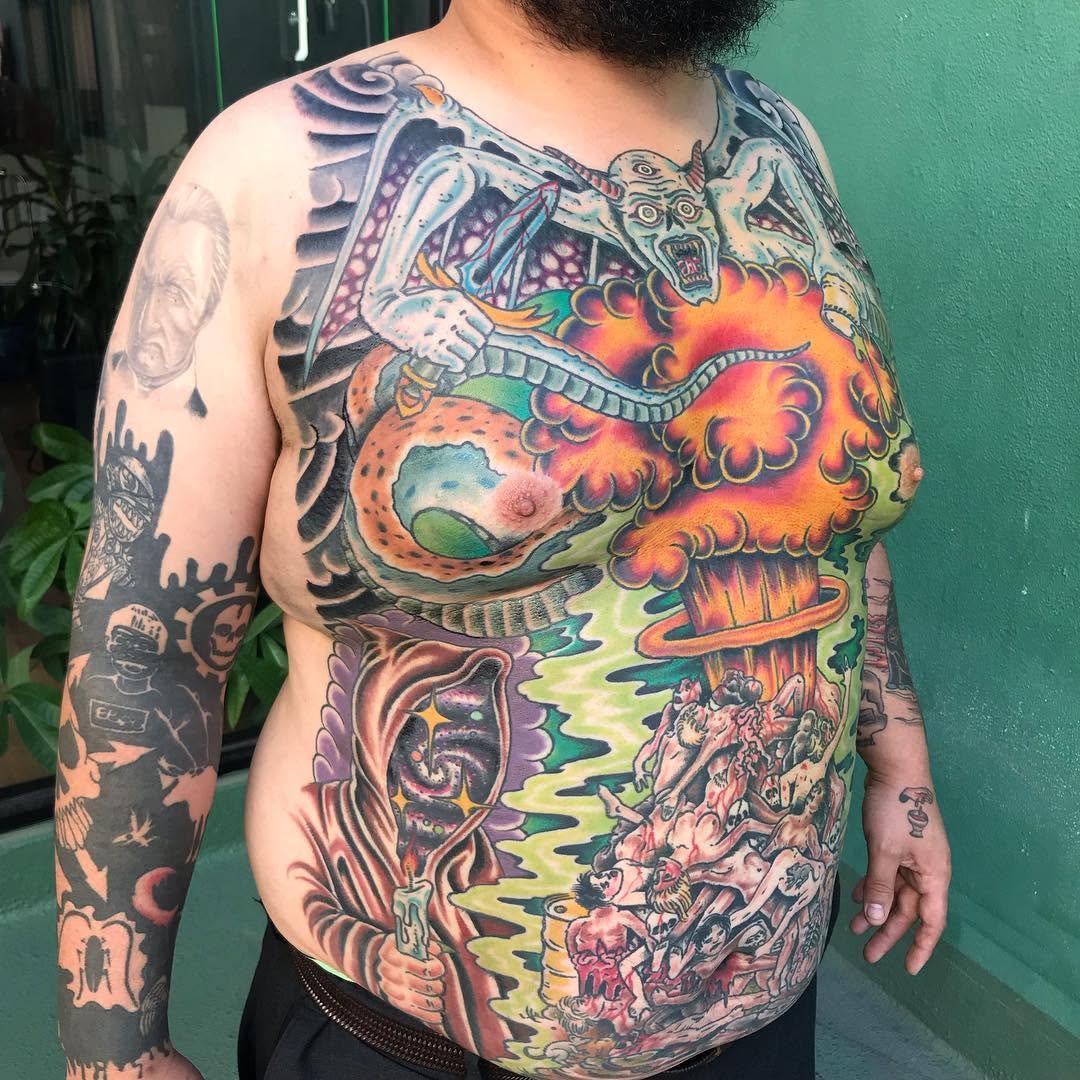Tattoo by @andrewmammoth — new_school, trash_polka