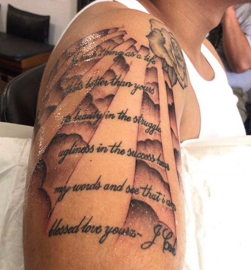 Tattoo by @longbeachskinportfolio — lettering_script, black_and_grey