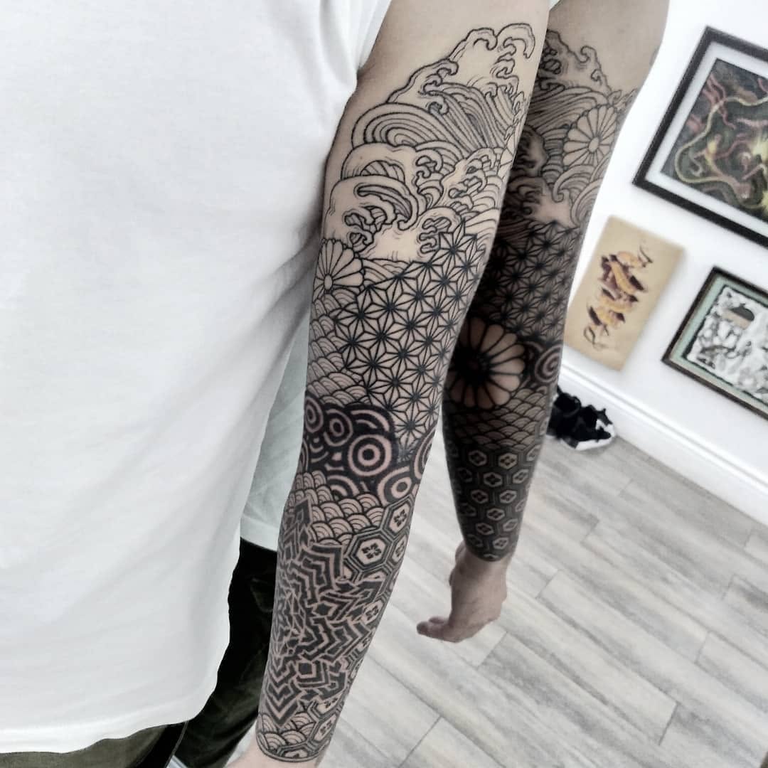 Tattoo by @blackbird_okinawa — japanese_irezumi, geometric