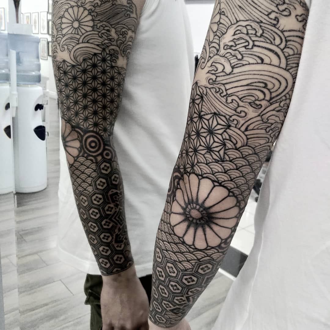 Tattoo by @blackbird_okinawa — japanese_irezumi, geometric