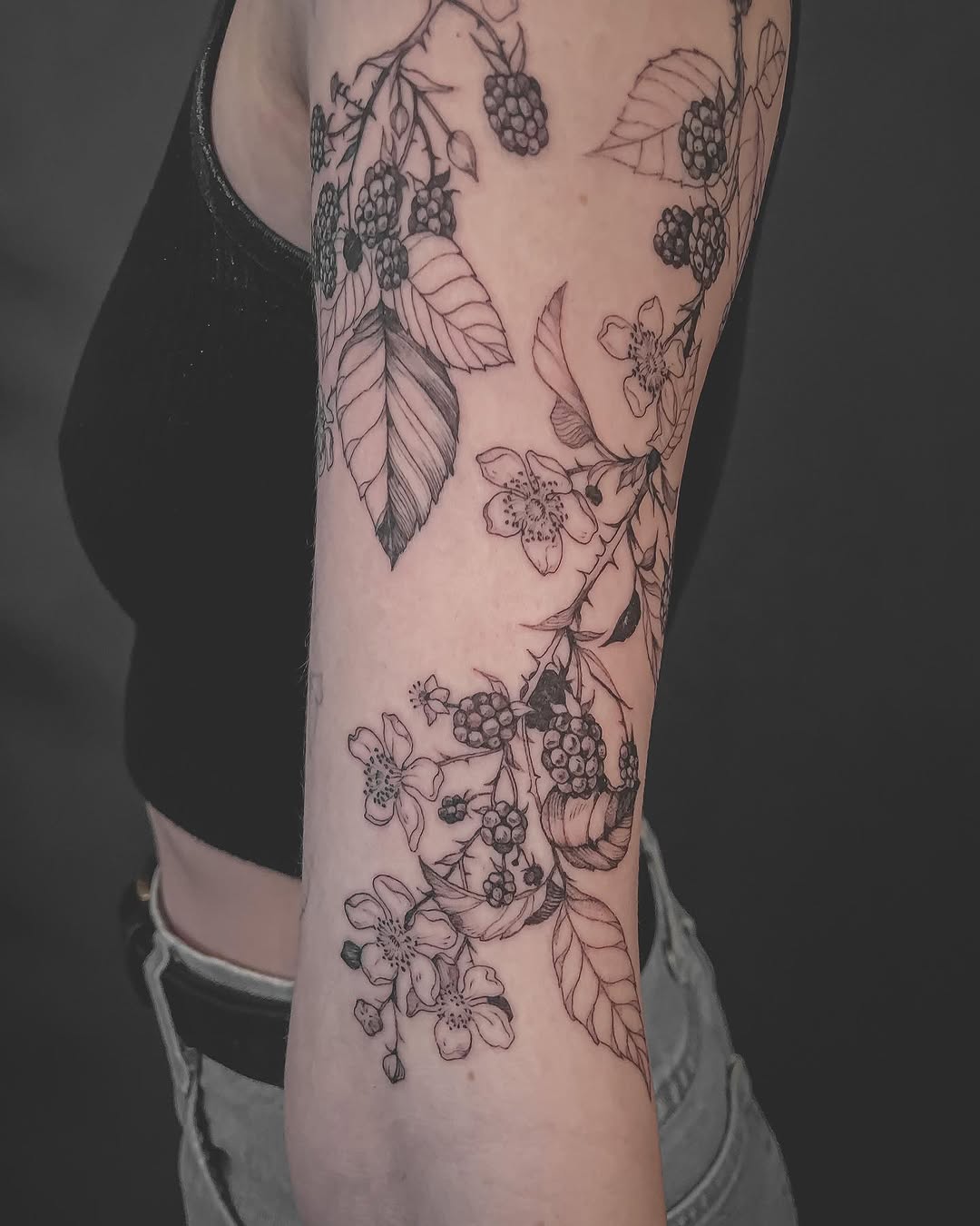 Tattoo by @bones.botany.tattoo — fine_line, black_and_grey