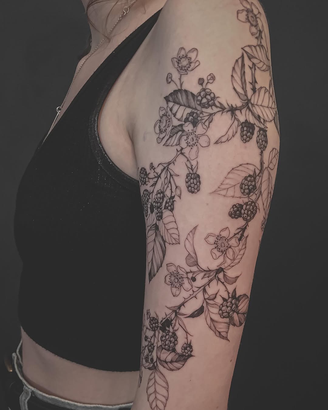 Tattoo by @bones.botany.tattoo — fine_line, black_and_grey