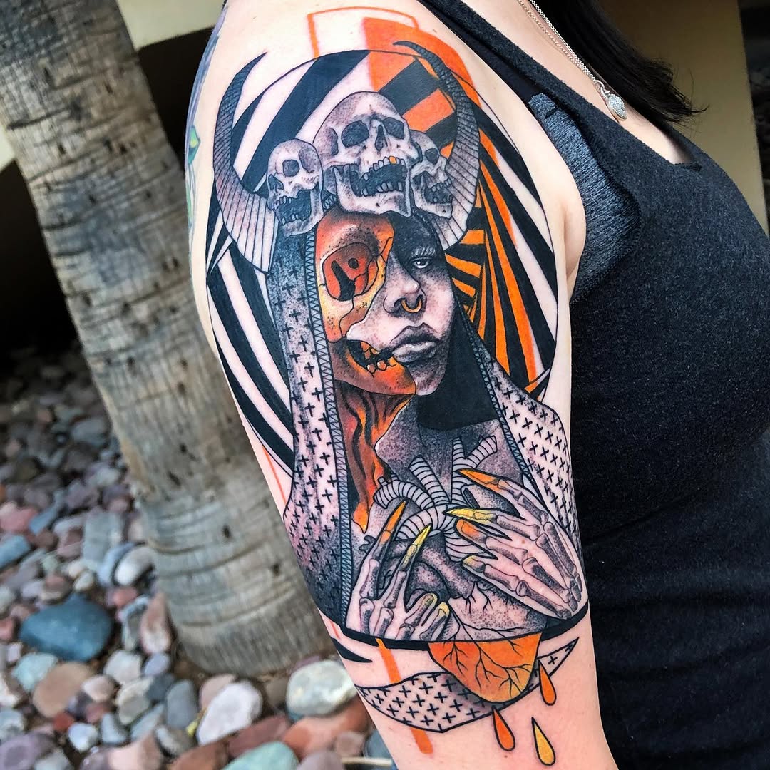 Tattoo by @devzdude — dark_realism, trash_polka