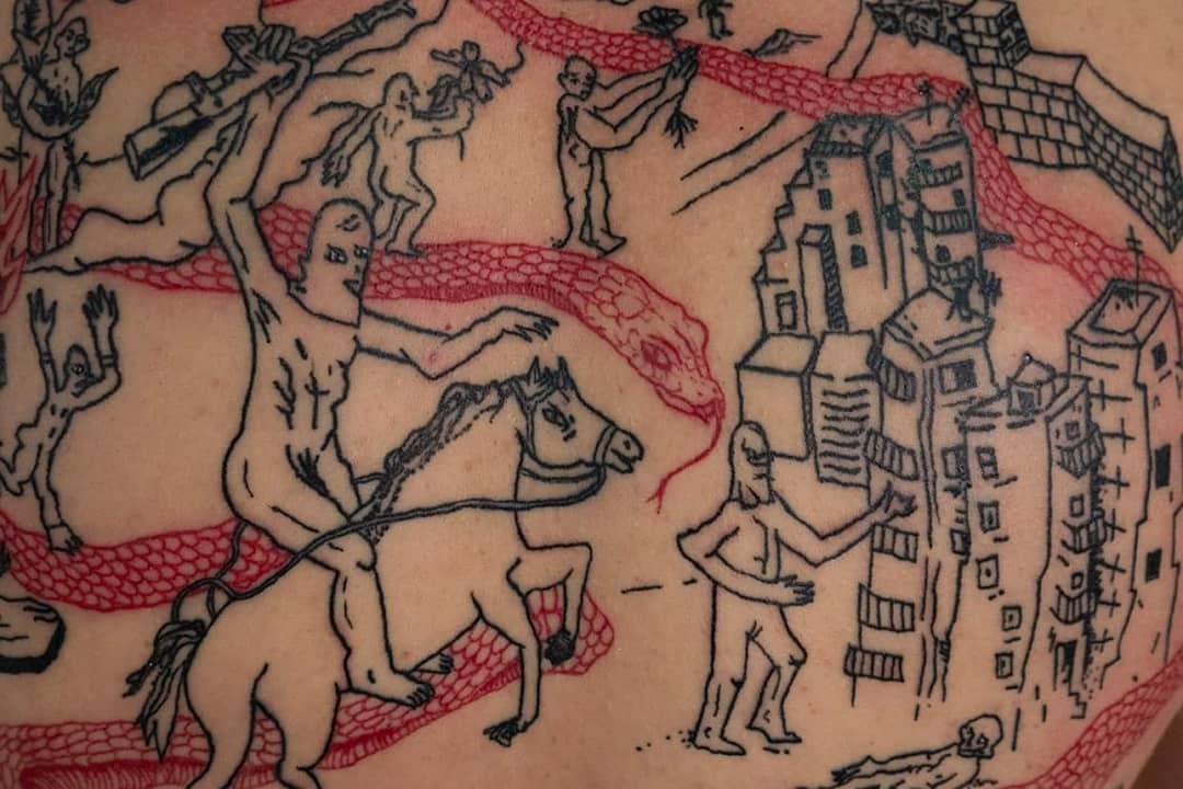 Tattoo by @kyklothymia — illustrative, trash_polka
