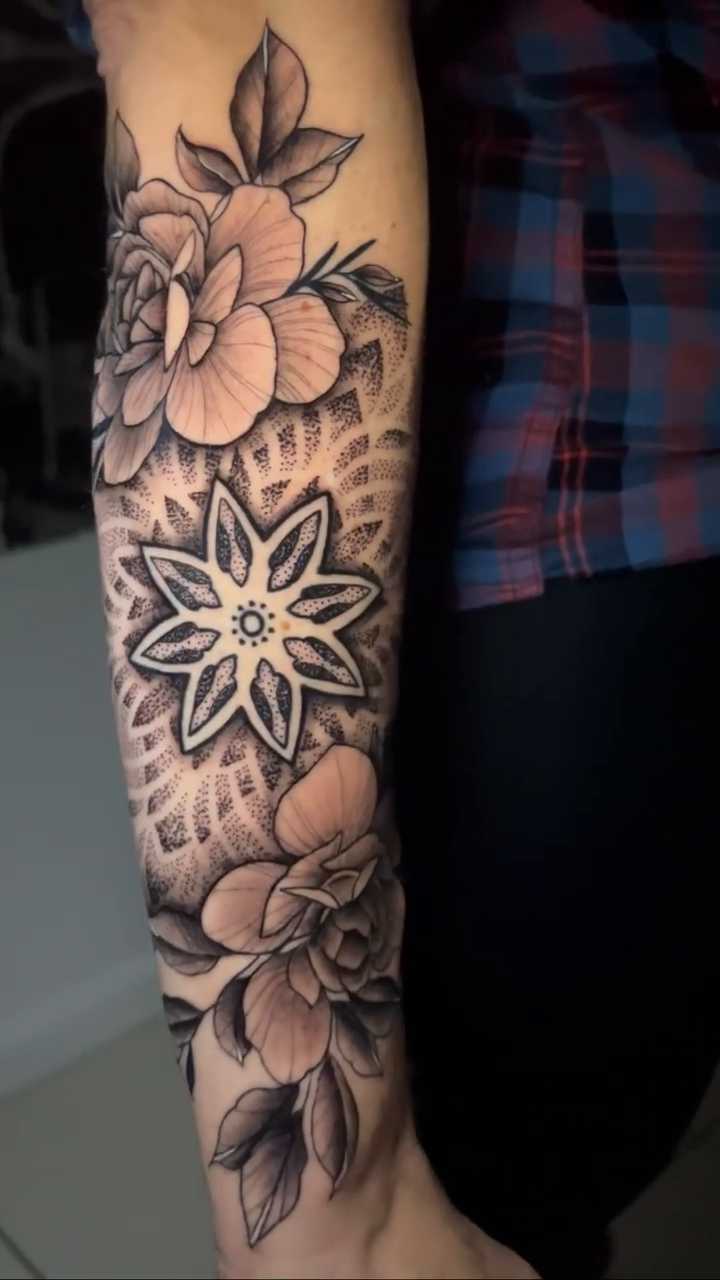 Tattoo by @inkedbypanezo — black_and_grey, ornamental
