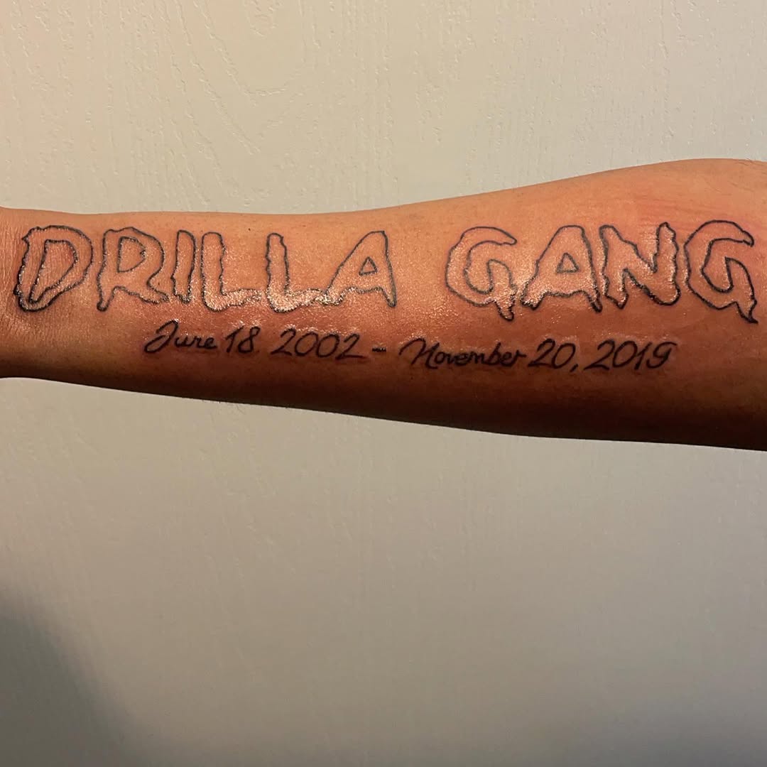 Tattoo by @tattedbyching — lettering_script