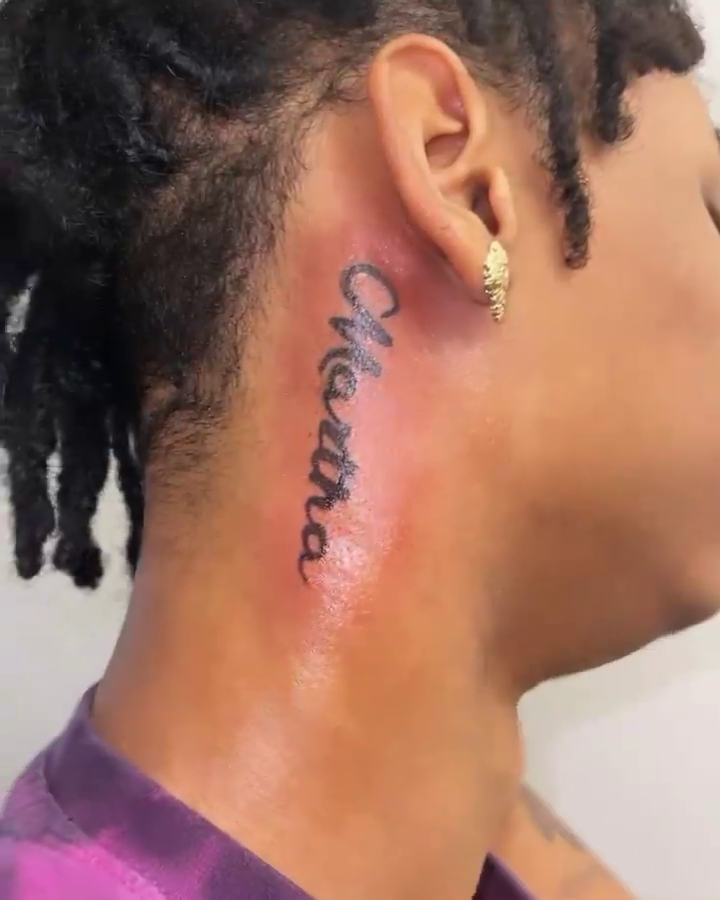 Tattoo by @tattedbyching — lettering_script, fine_line