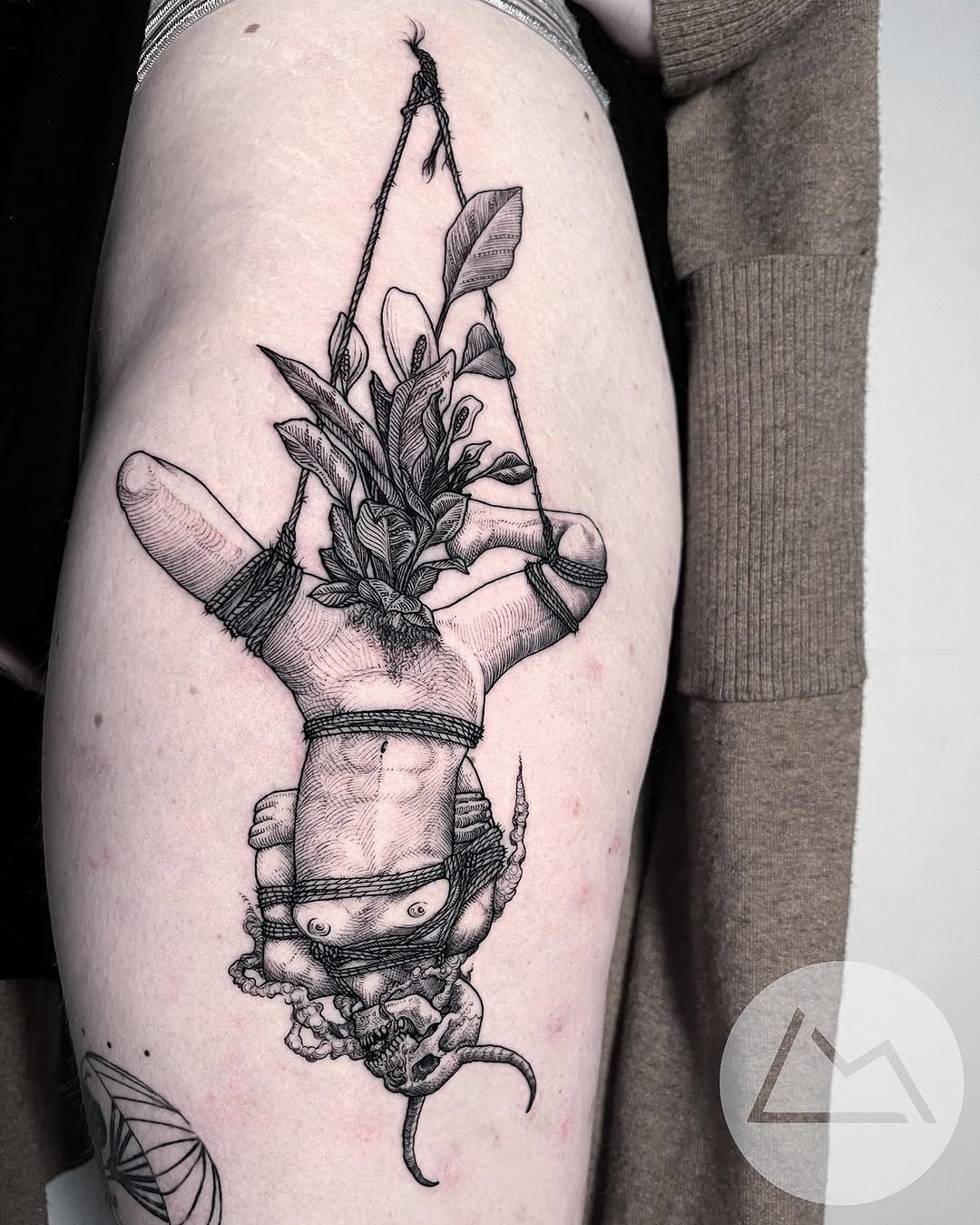 Tattoo by @tattoosbylandon — dark_realism, blackwork