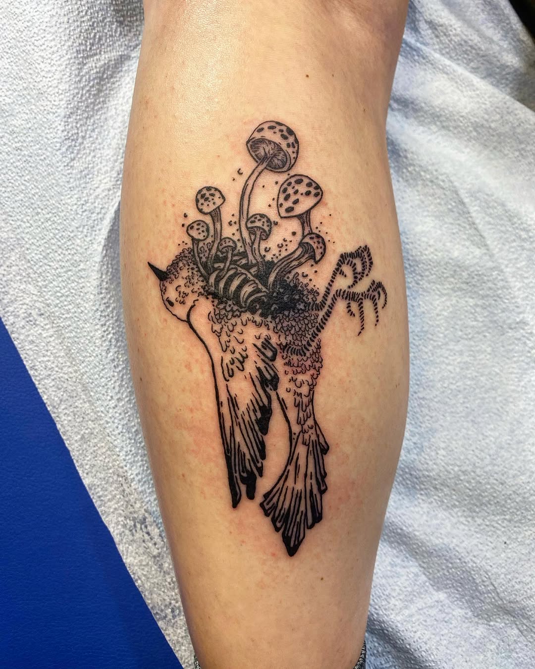 Tattoo by @flatrabbitstudio — illustrative, blackwork