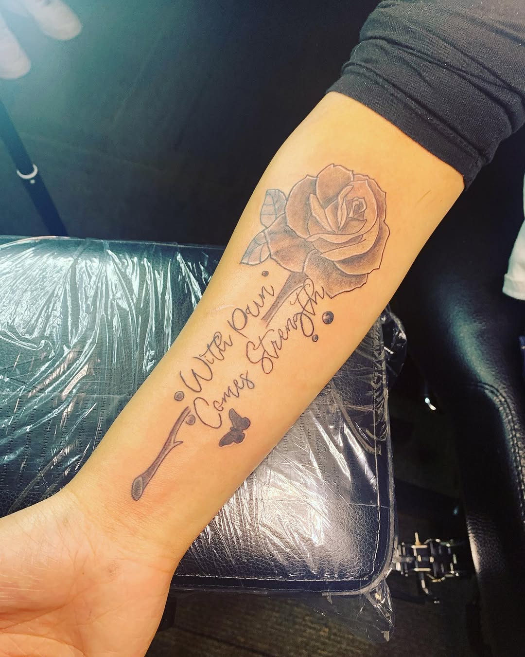 Tattoo by @divineink316 — lettering_script, black_and_grey