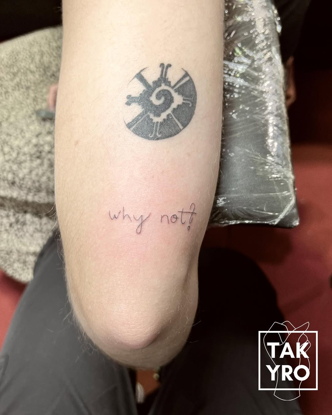 Tattoo by @takyro_finelinetattoo — lettering_script, blackwork