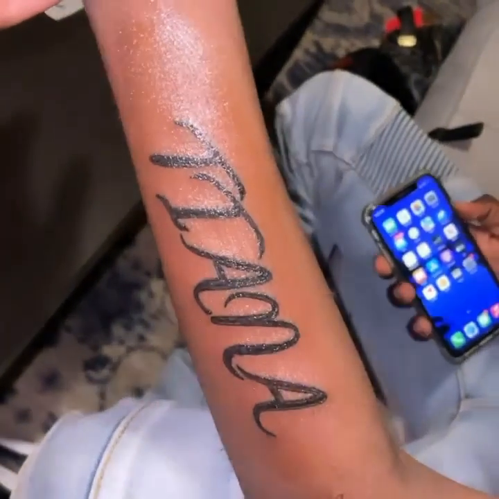 Tattoo by @tattedbyching — lettering_script, fine_line