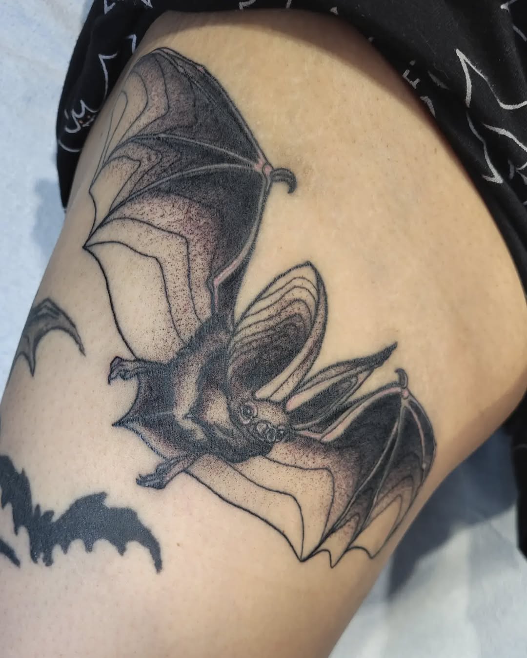 Tattoo by @melancholy.moth.tattoo — black_and_grey, dotwork