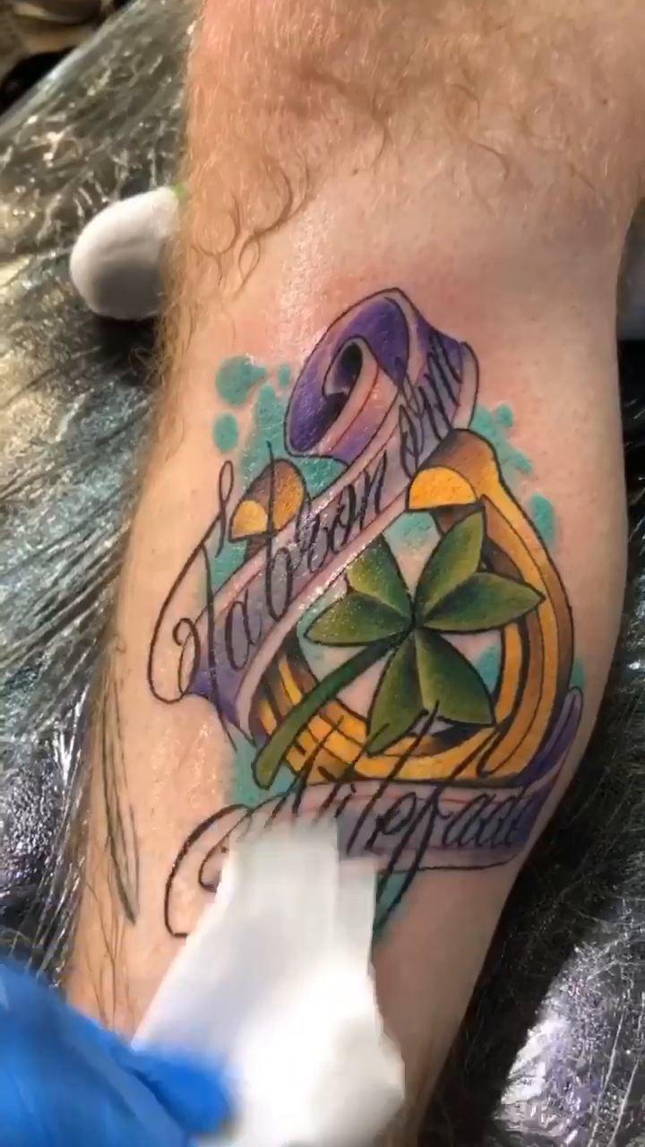 Tattoo by @montana_blue — lettering_script, neo_traditional