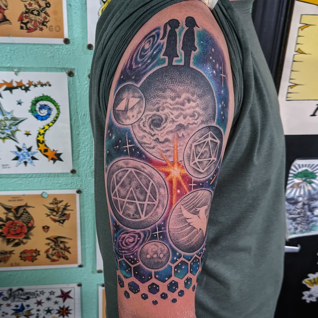 Tattoo by @lastblakeonearth — black_and_grey, geometric