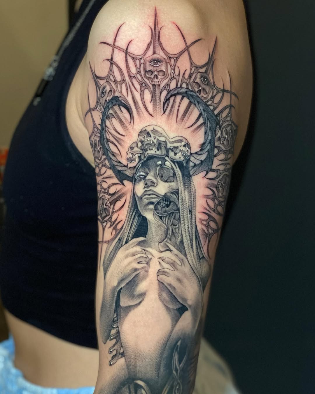 Tattoo by @cynnerrr — dark_realism, black_and_grey