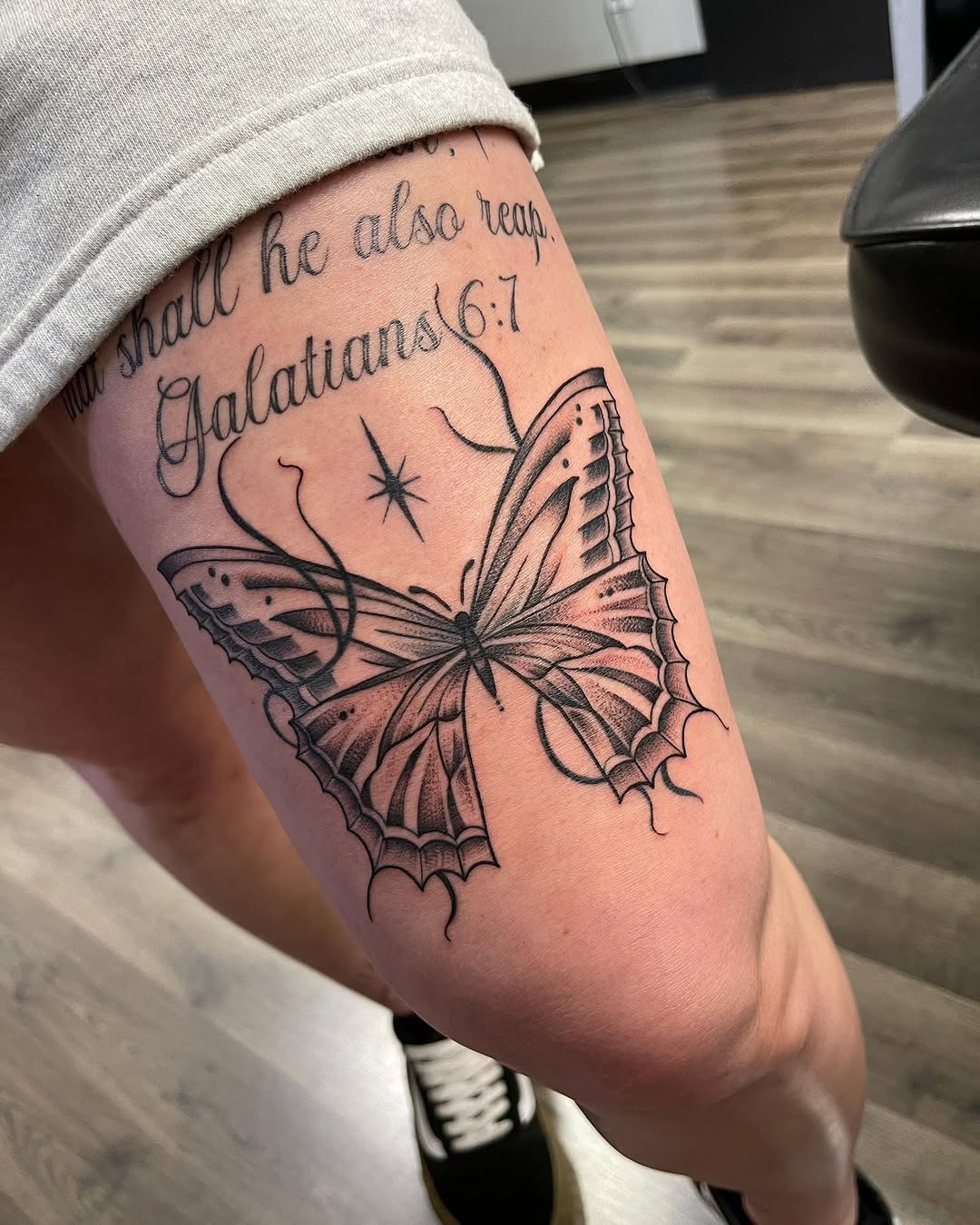 Tattoo by @justinrednourtattoo — fine_line, black_and_grey