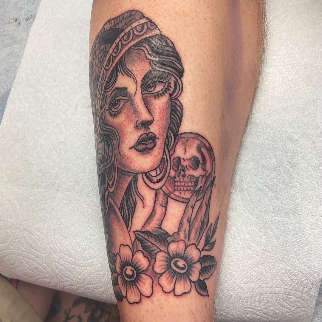 Tattoo by @noryanbaker — american_traditional, black_and_grey