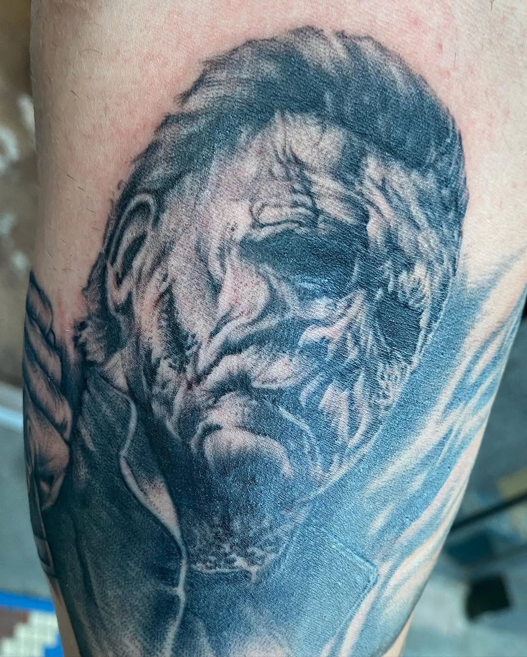 Tattoo by @xwoodlandcorex — realism, black_and_grey
