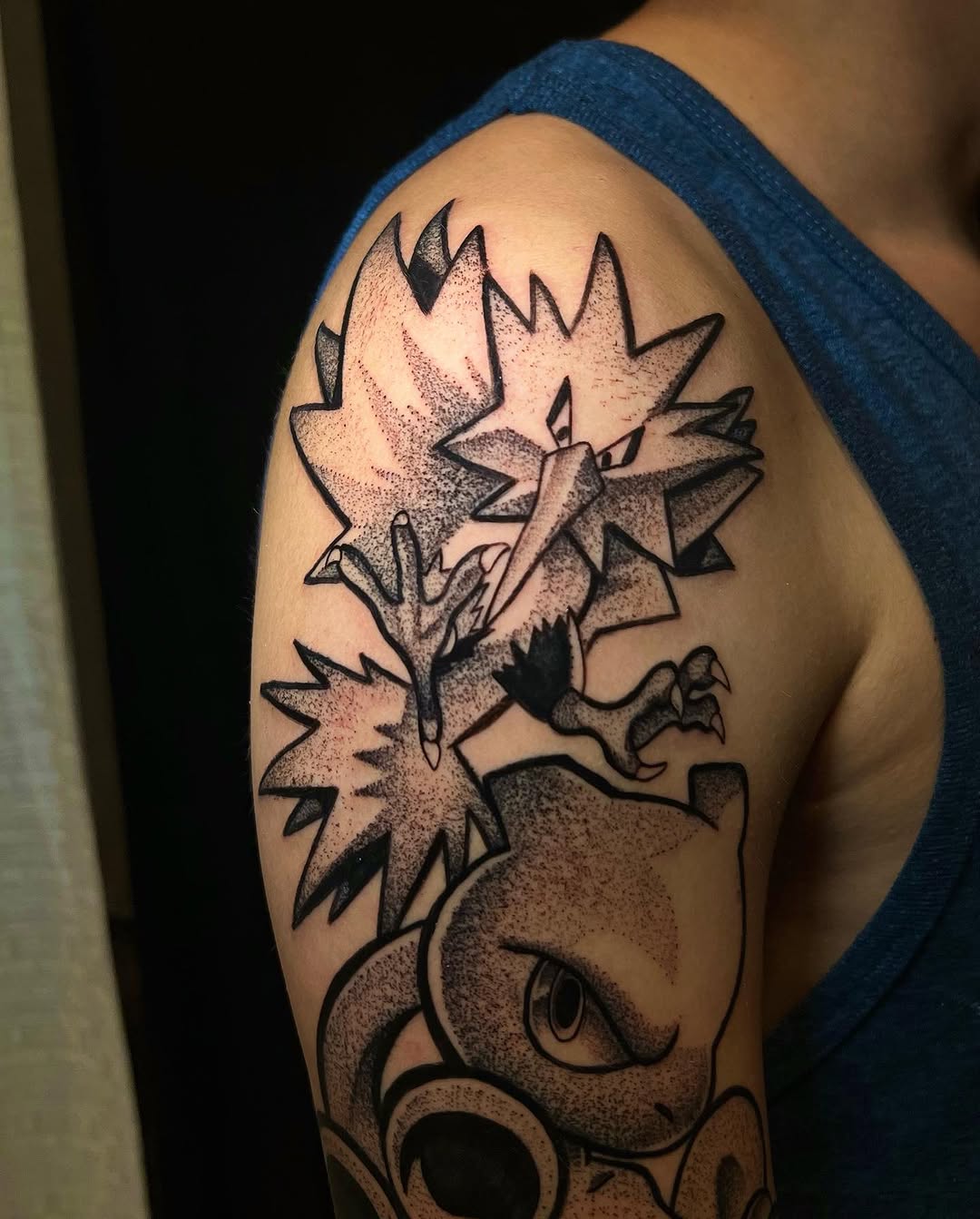Tattoo by @inkedbypanezo — dotwork, anime