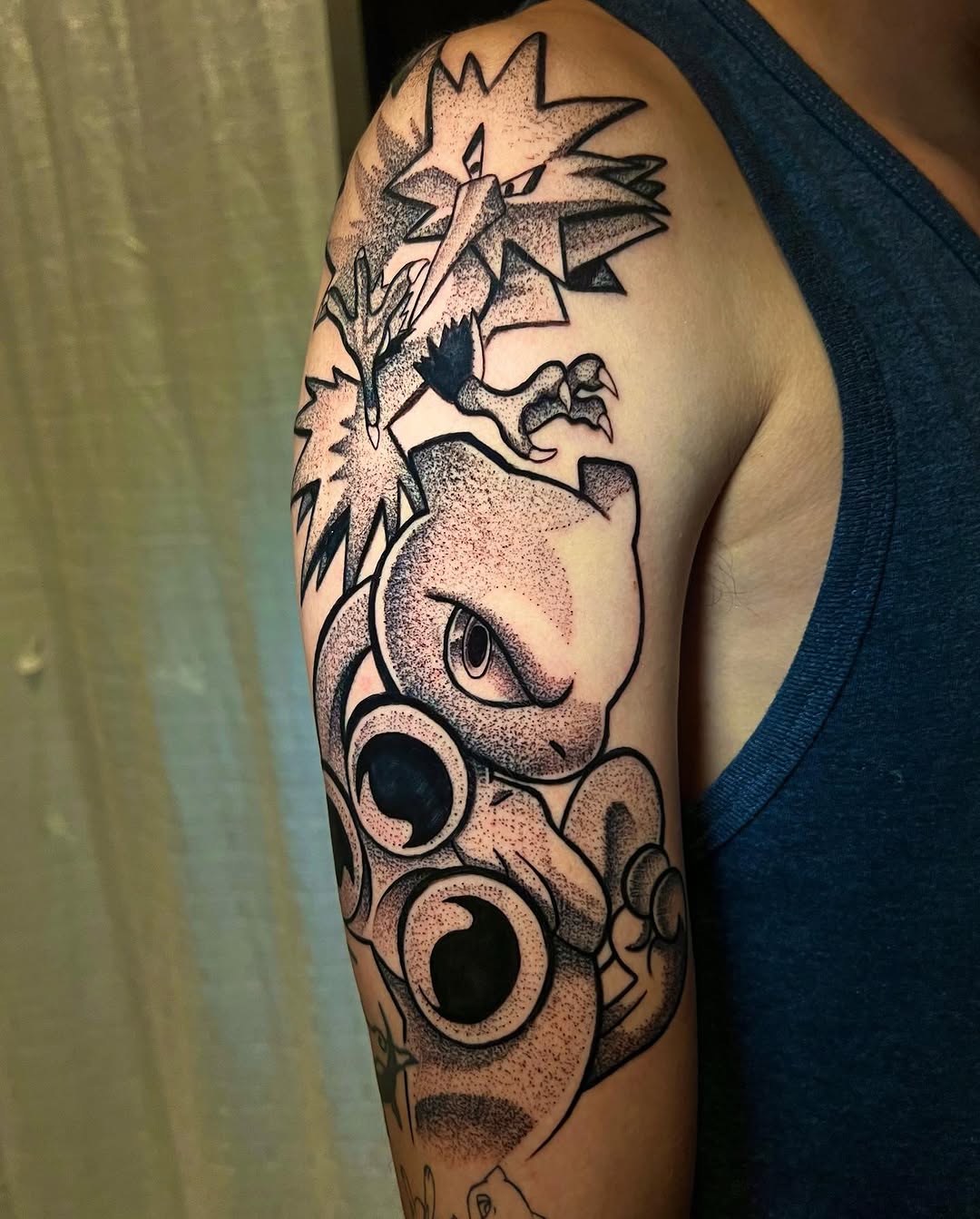 Tattoo by @inkedbypanezo — dotwork, anime