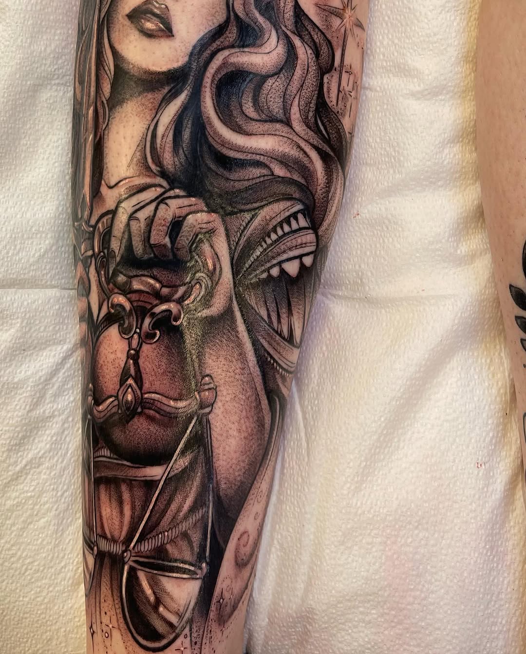 Tattoo by @judes_draws — black_and_grey, realism