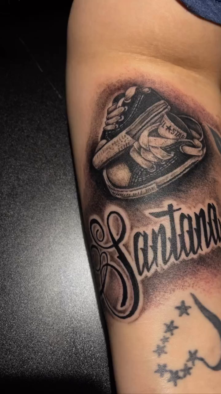 Tattoo by @tattzbankz — chicano, lettering_script
