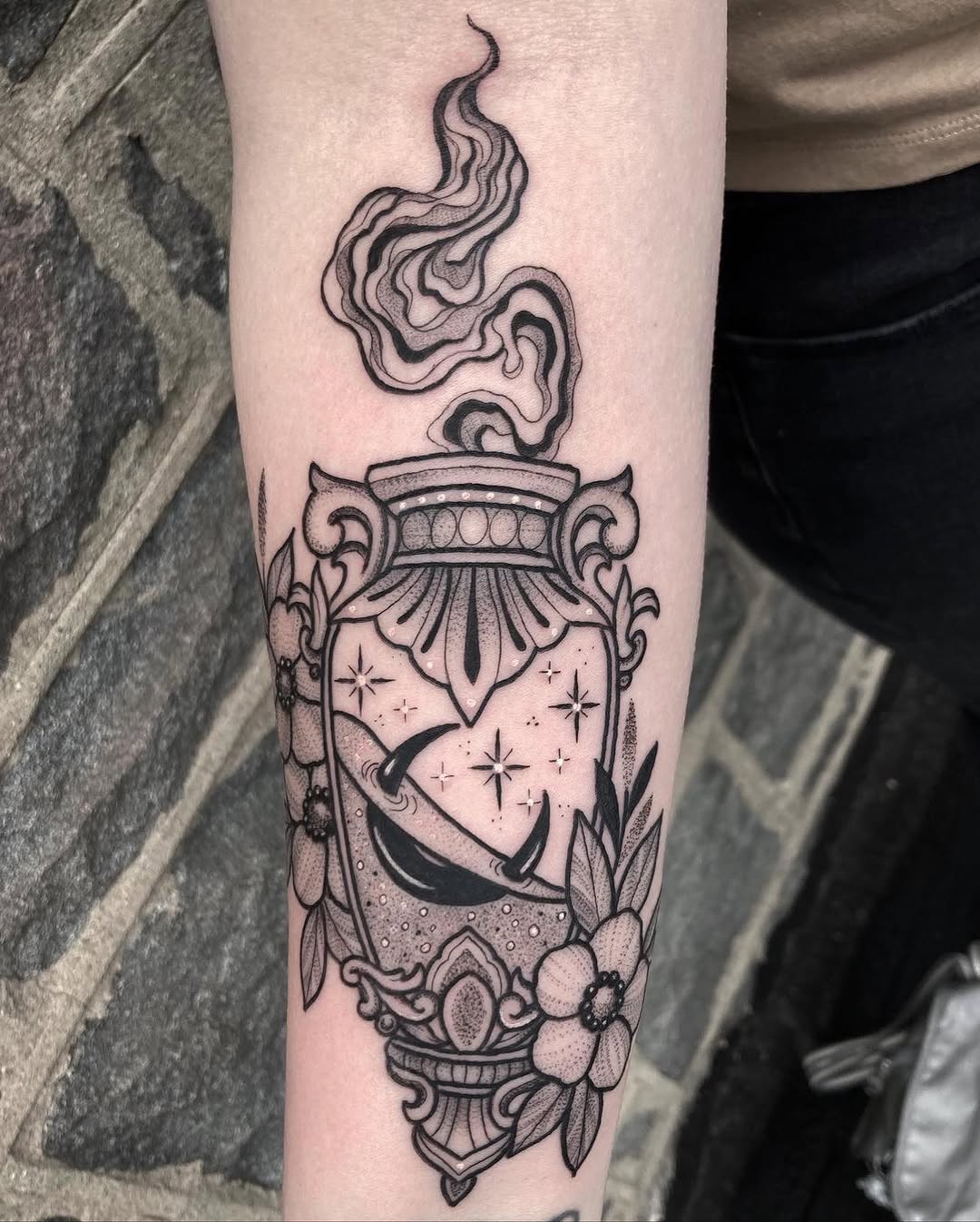 Tattoo by @sleptongroovestattoos — black_and_grey, ornamental