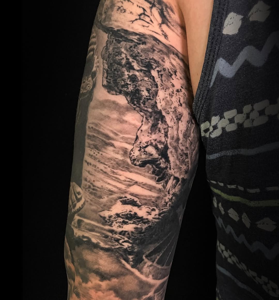 Tattoo by @karibarbatattoo — realism, black_and_grey
