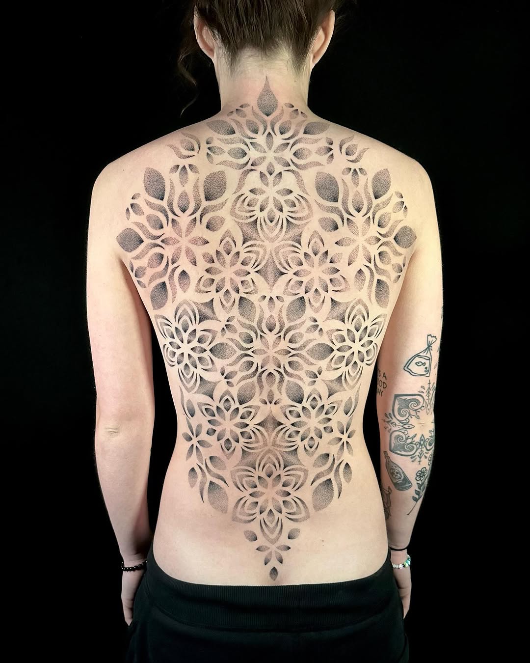 Tattoo by @tenderpoke — dotwork, geometric