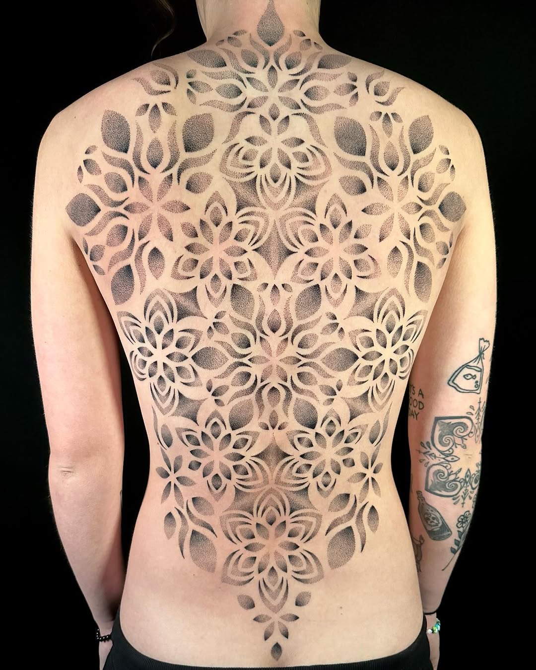 Tattoo by @tenderpoke — dotwork, geometric