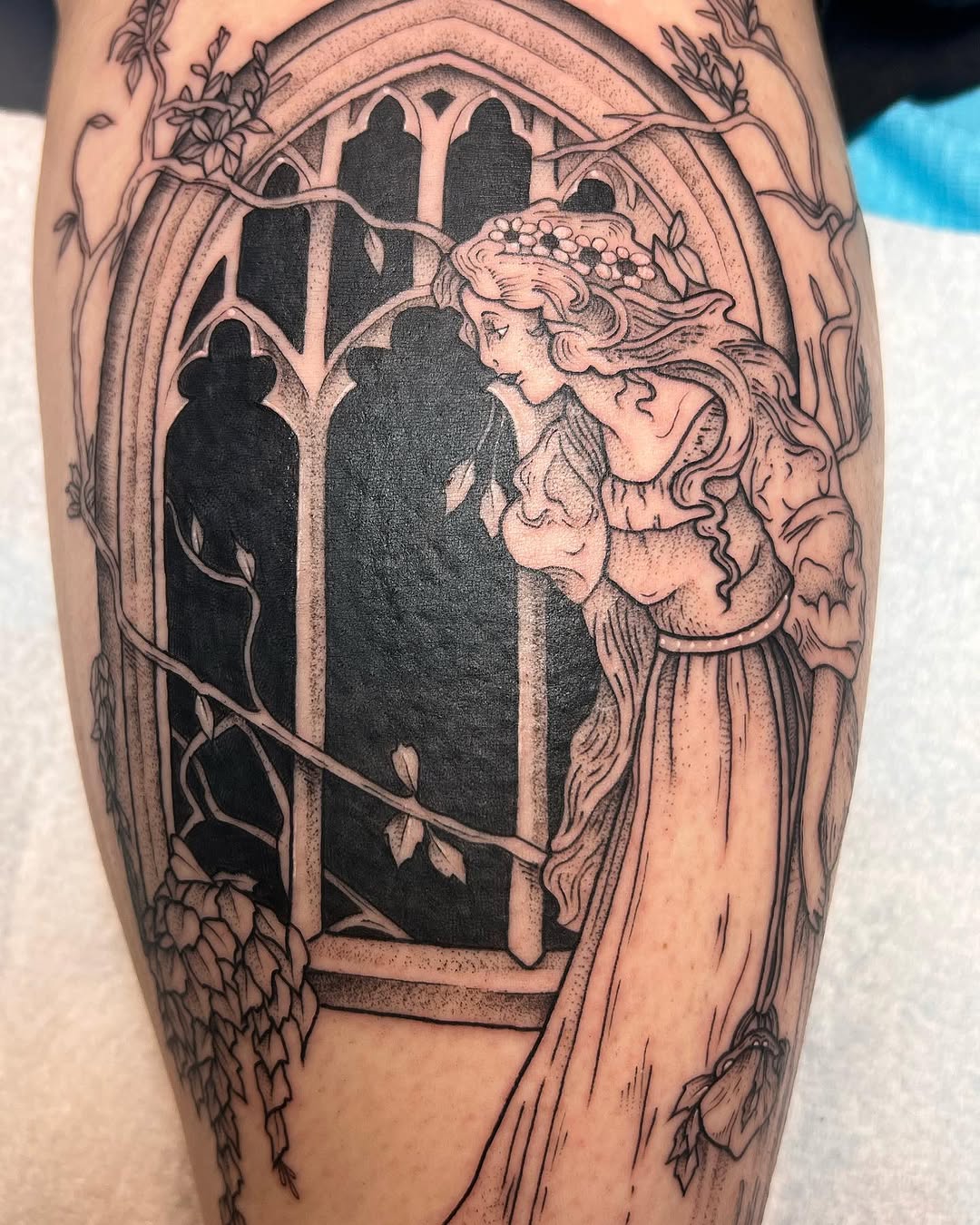 Tattoo by @mamabeartattooer — illustrative, black_and_grey