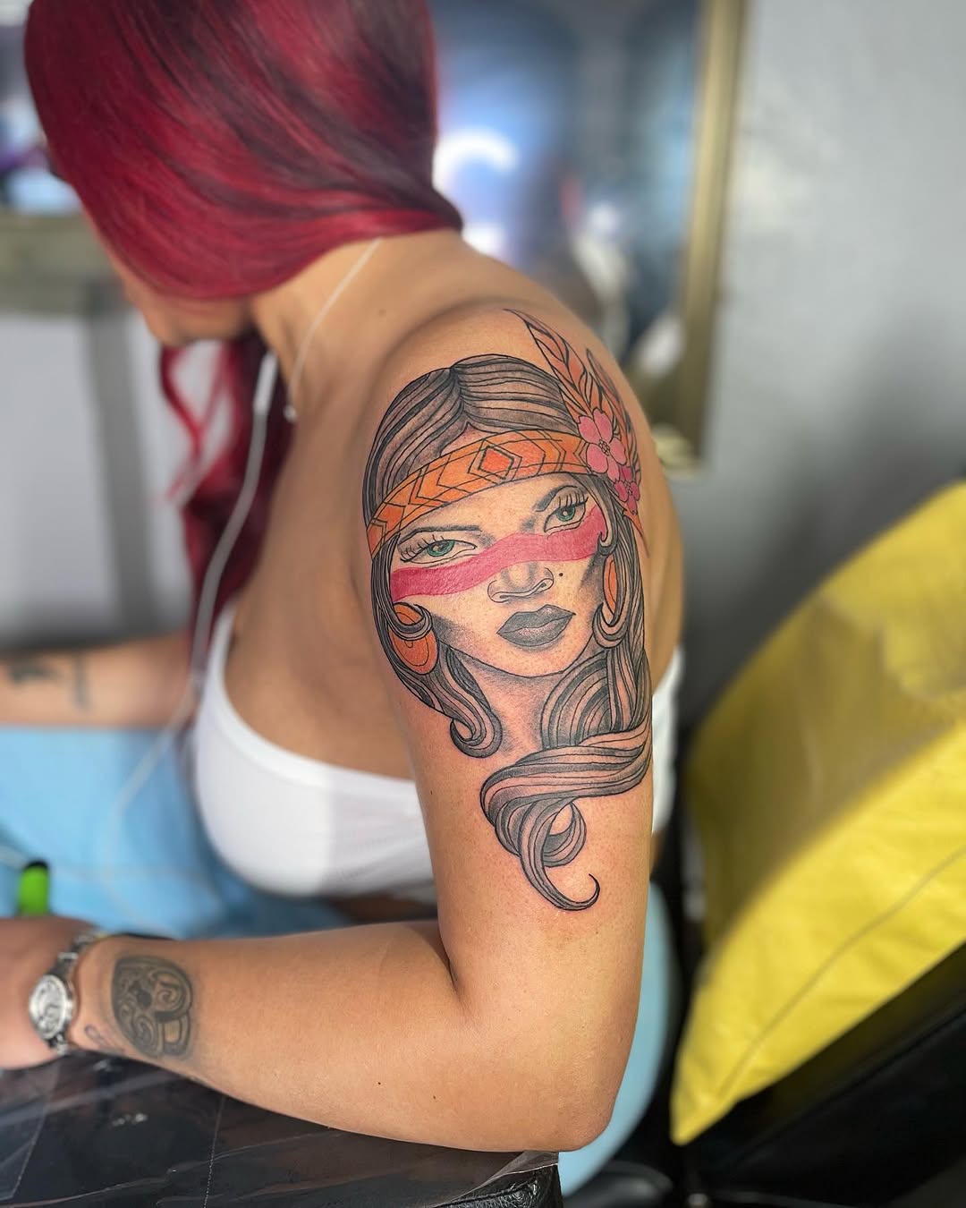 Tattoo by @queen.jax — illustrative, new_school