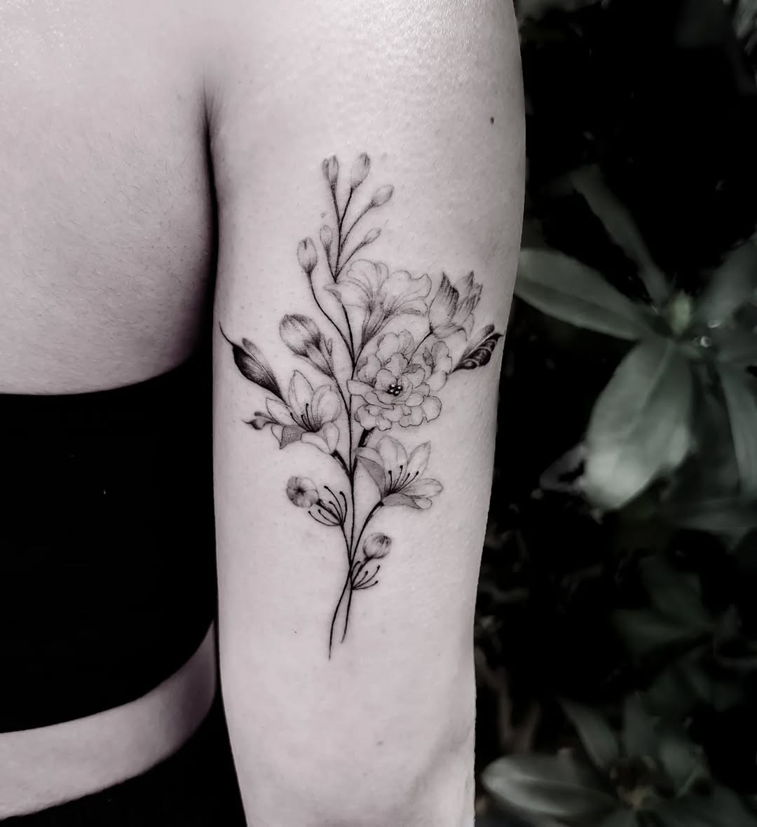 Tattoo by @tatie.ink โ fine_line, black_and_grey