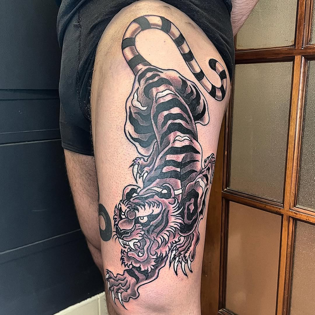 Tattoo by @olaf.tattoos — japanese_irezumi, black_and_grey