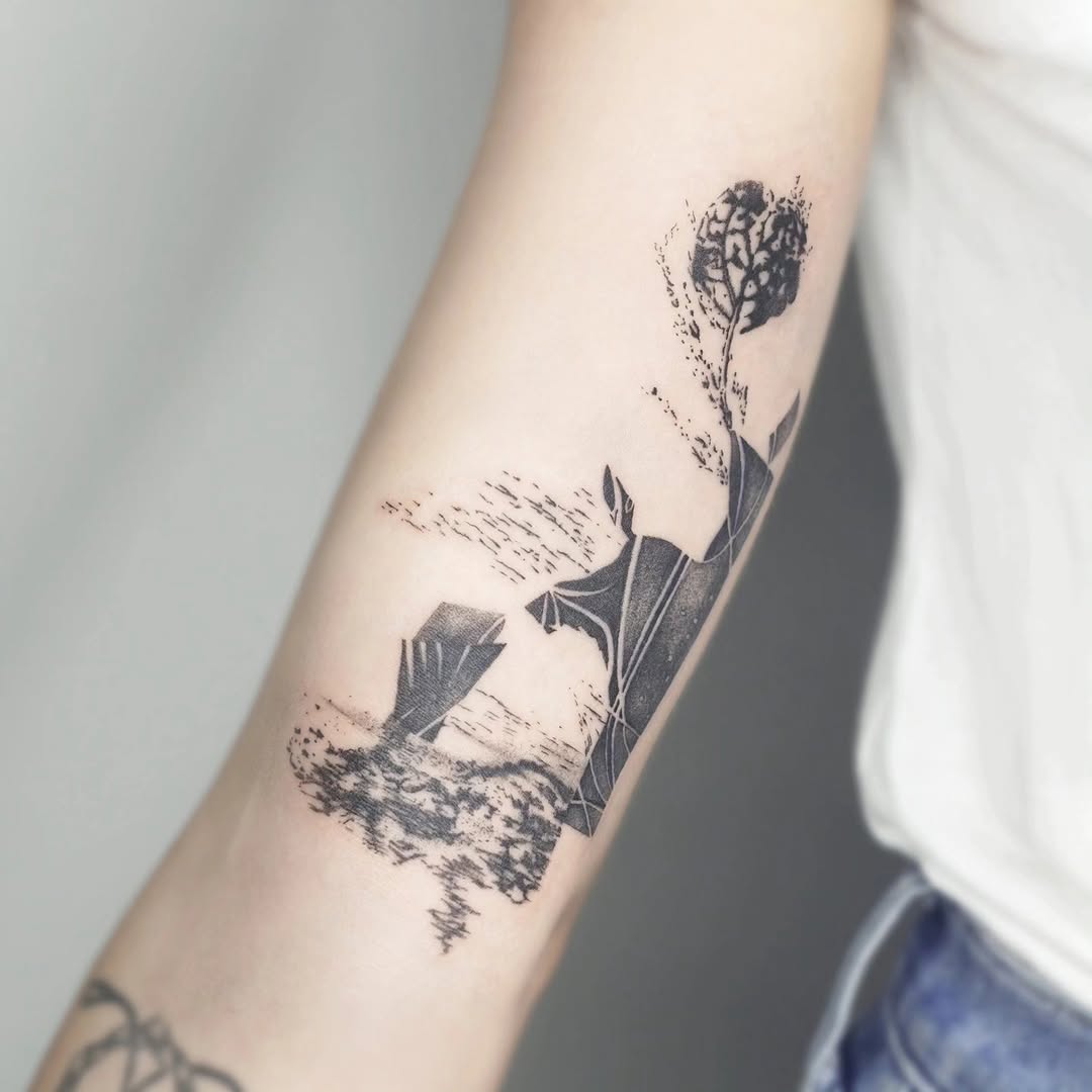 Tattoo by @whitestarling.tattoo — blackwork, illustrative