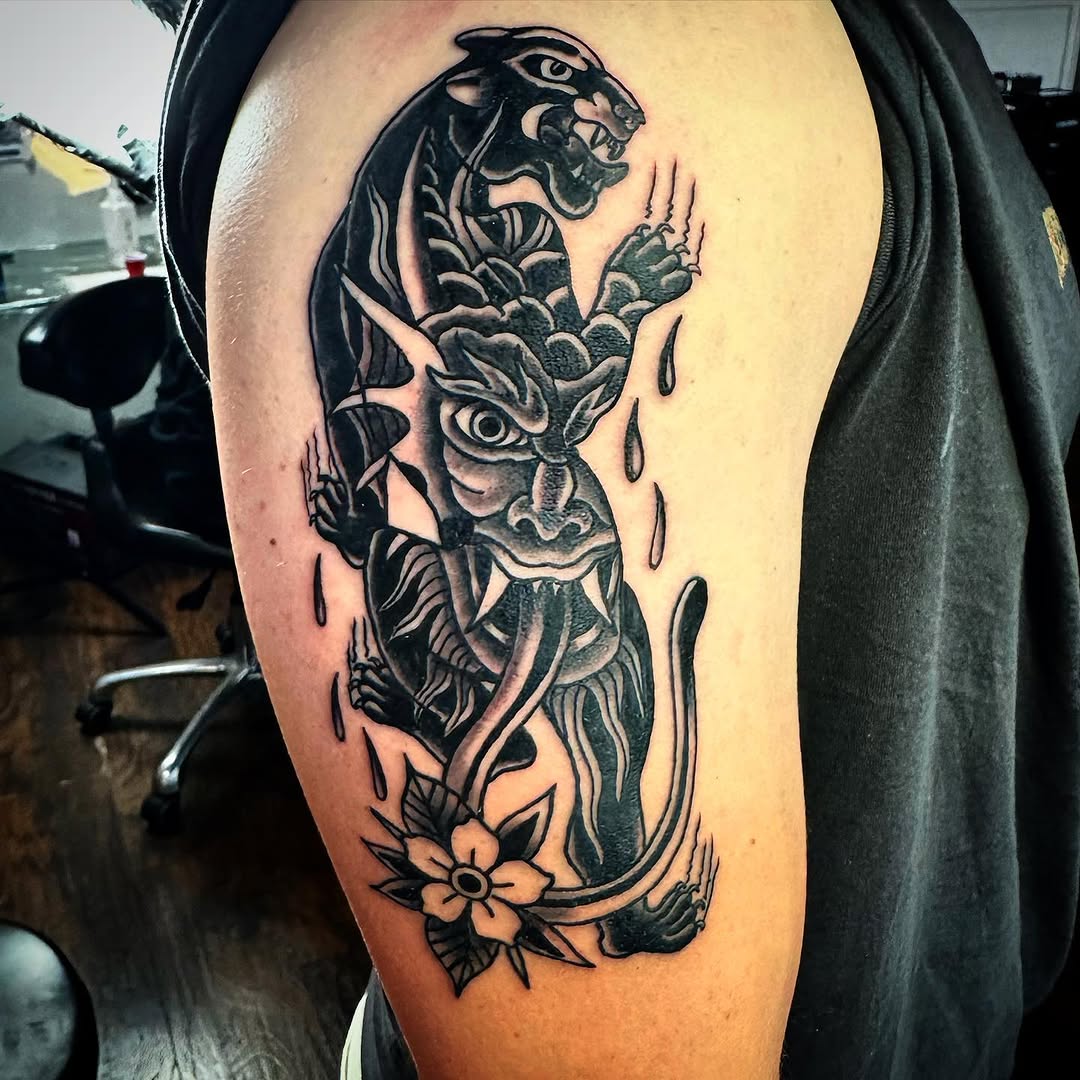 Tattoo by @gypsyoutlawart — american_traditional, black_and_grey