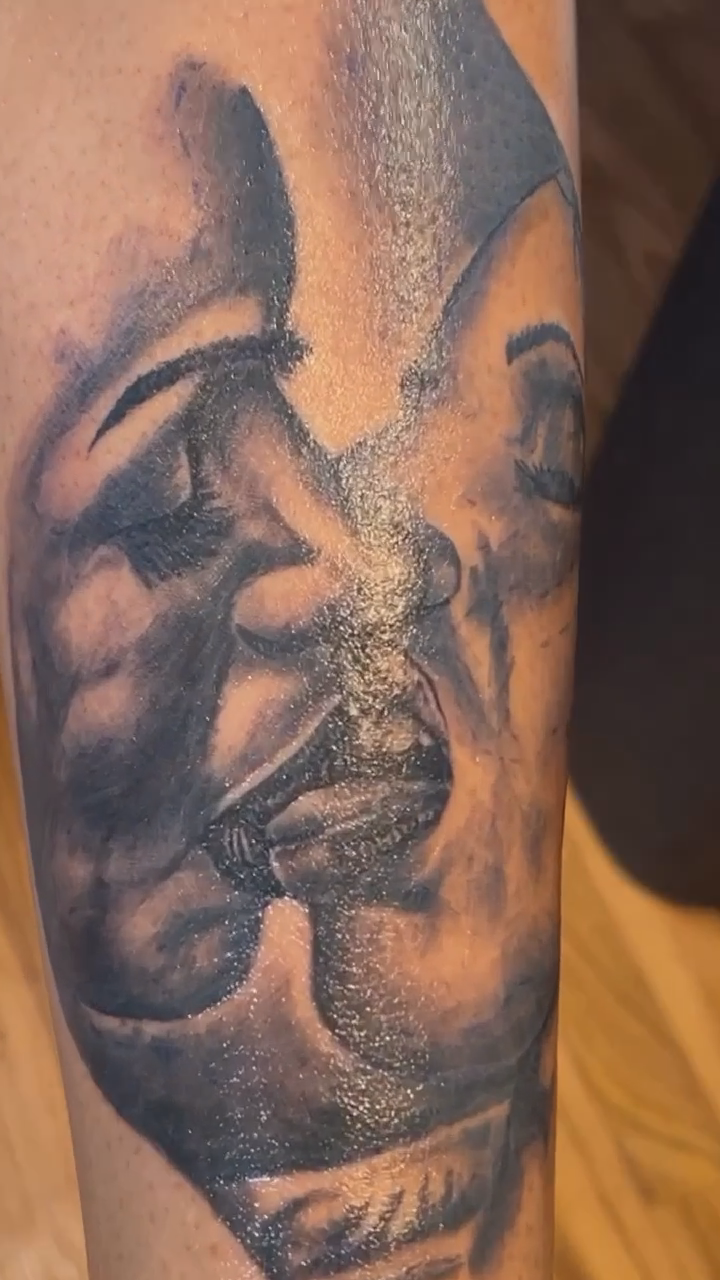 Tattoo by @newmajestyink.nj — black_and_grey, realism