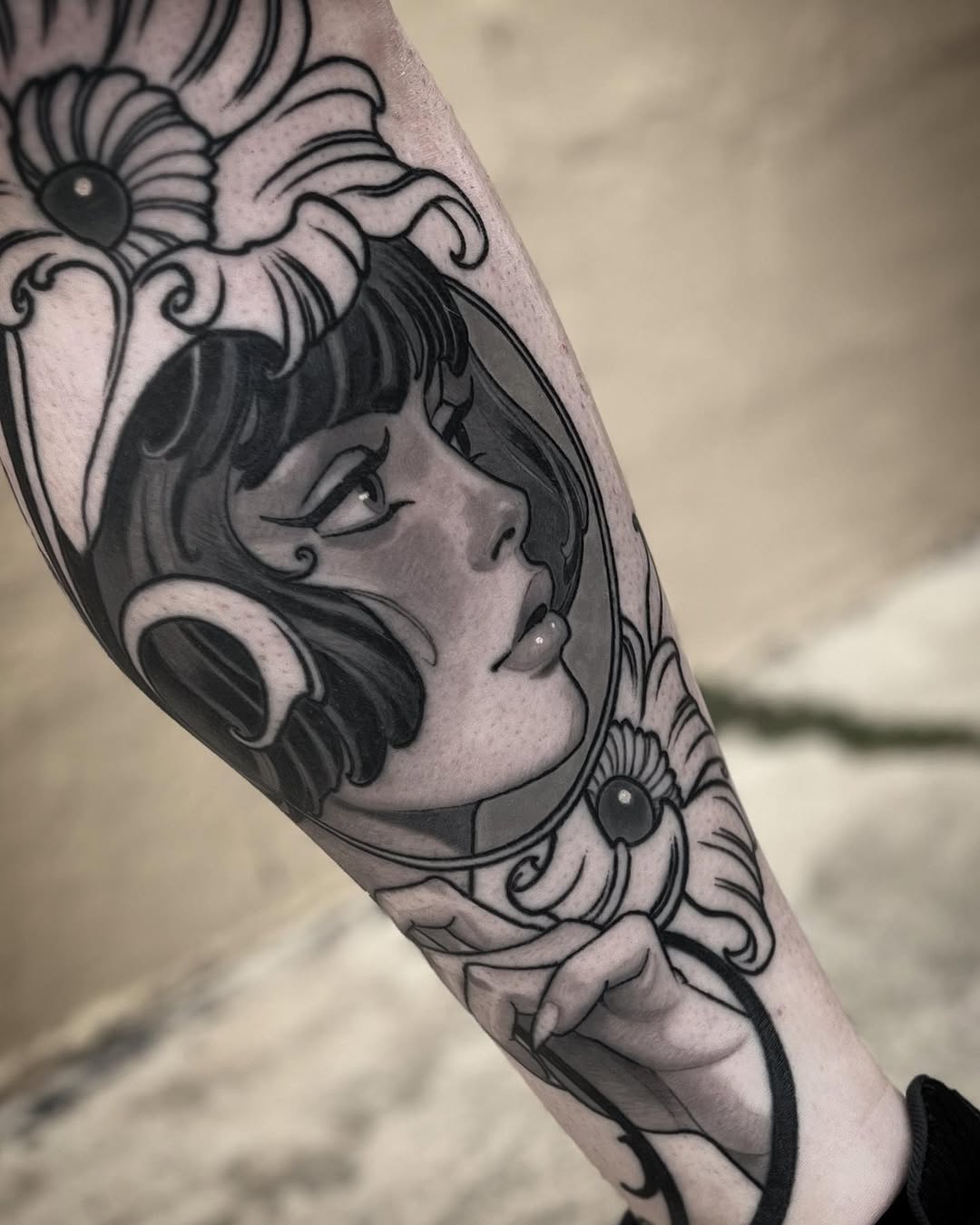 Tattoo by @jeffnortontattoo — black_and_grey, neo_traditional