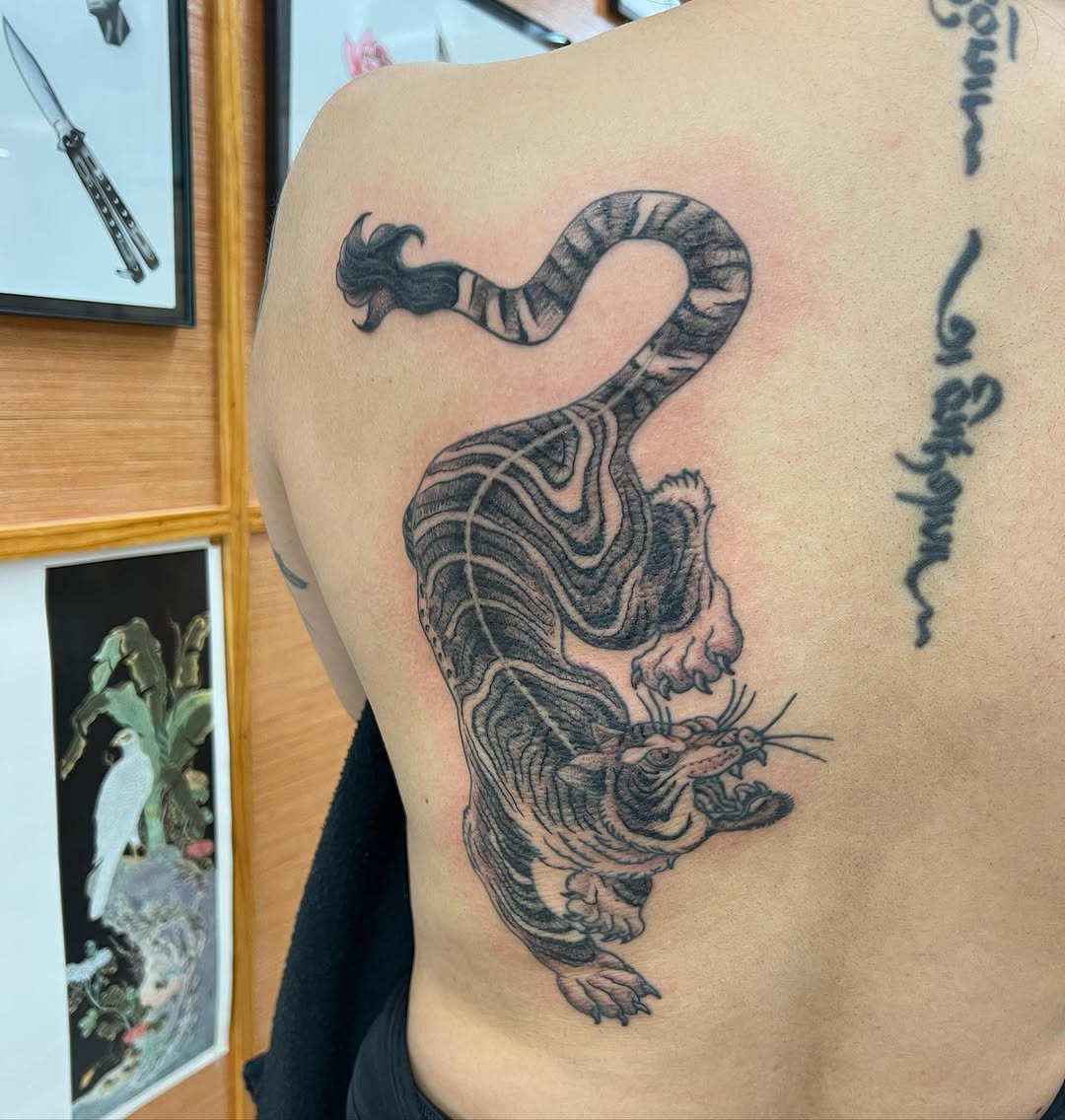 Tattoo by @levisawdontattoo — japanese_irezumi, black_and_grey