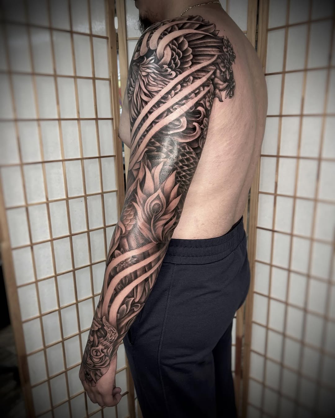 Tattoo by @tattooedbyrose — japanese_irezumi, black_and_grey