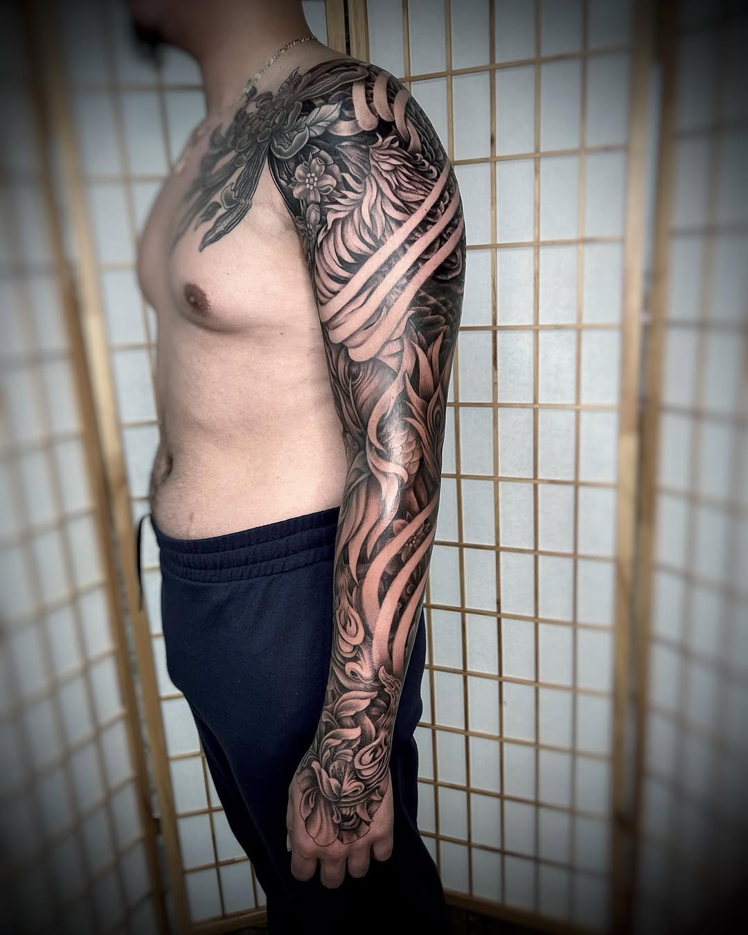 Tattoo by @tattooedbyrose — japanese_irezumi, black_and_grey