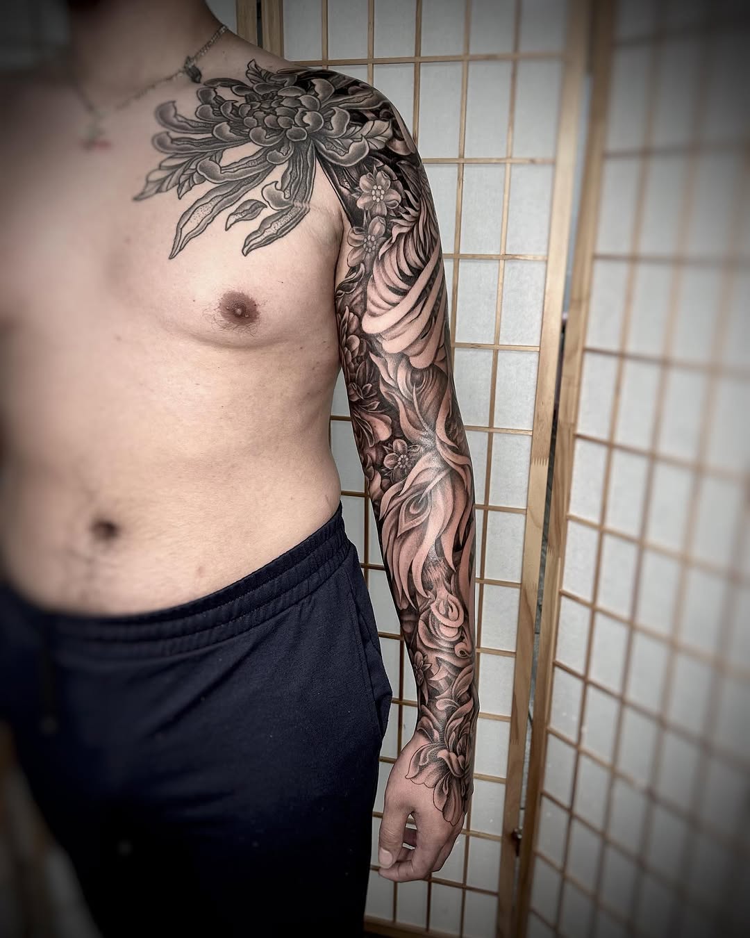 Tattoo by @tattooedbyrose — japanese_irezumi, black_and_grey