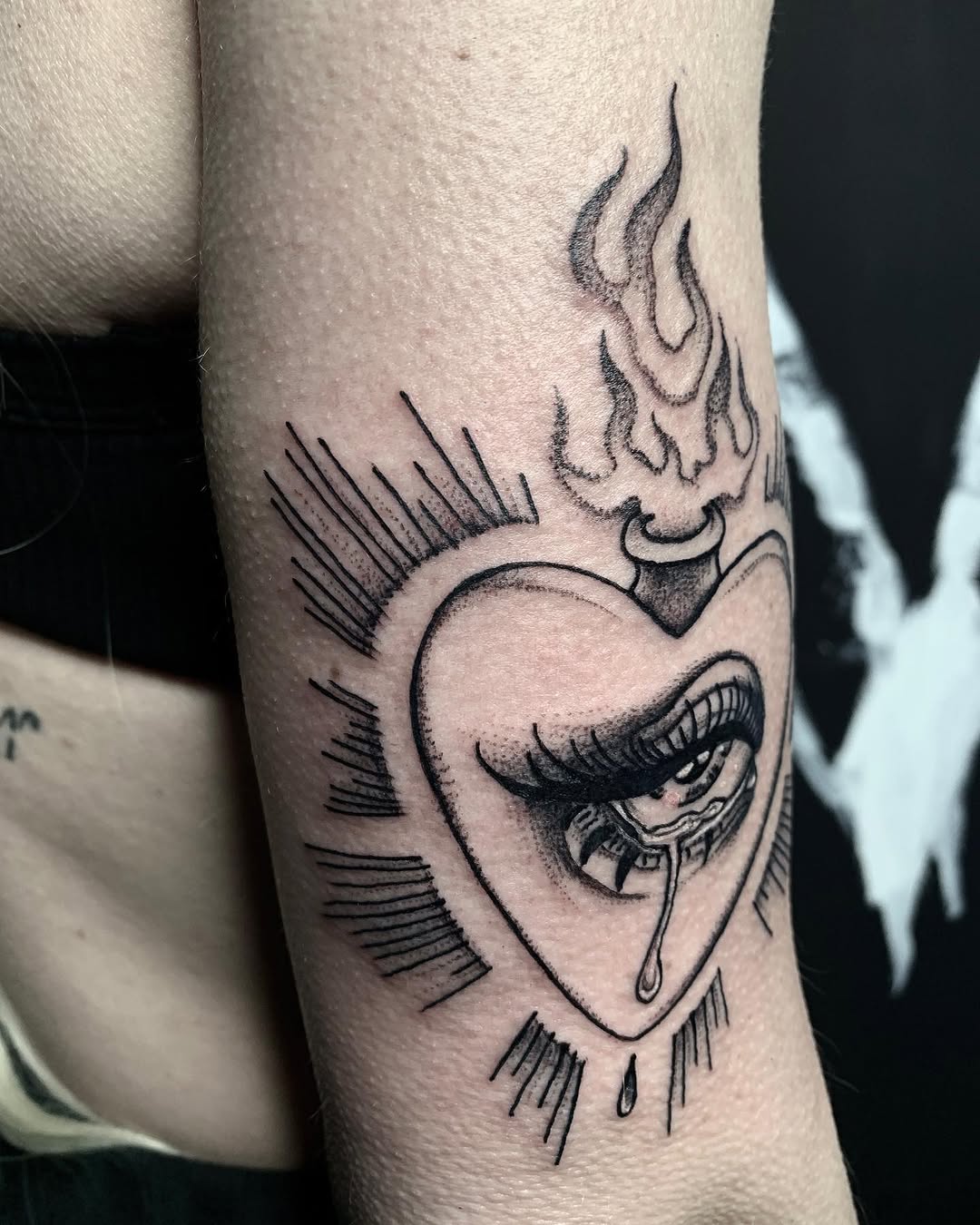 Tattoo by @leahelisabethtattoos — illustrative, black_and_grey