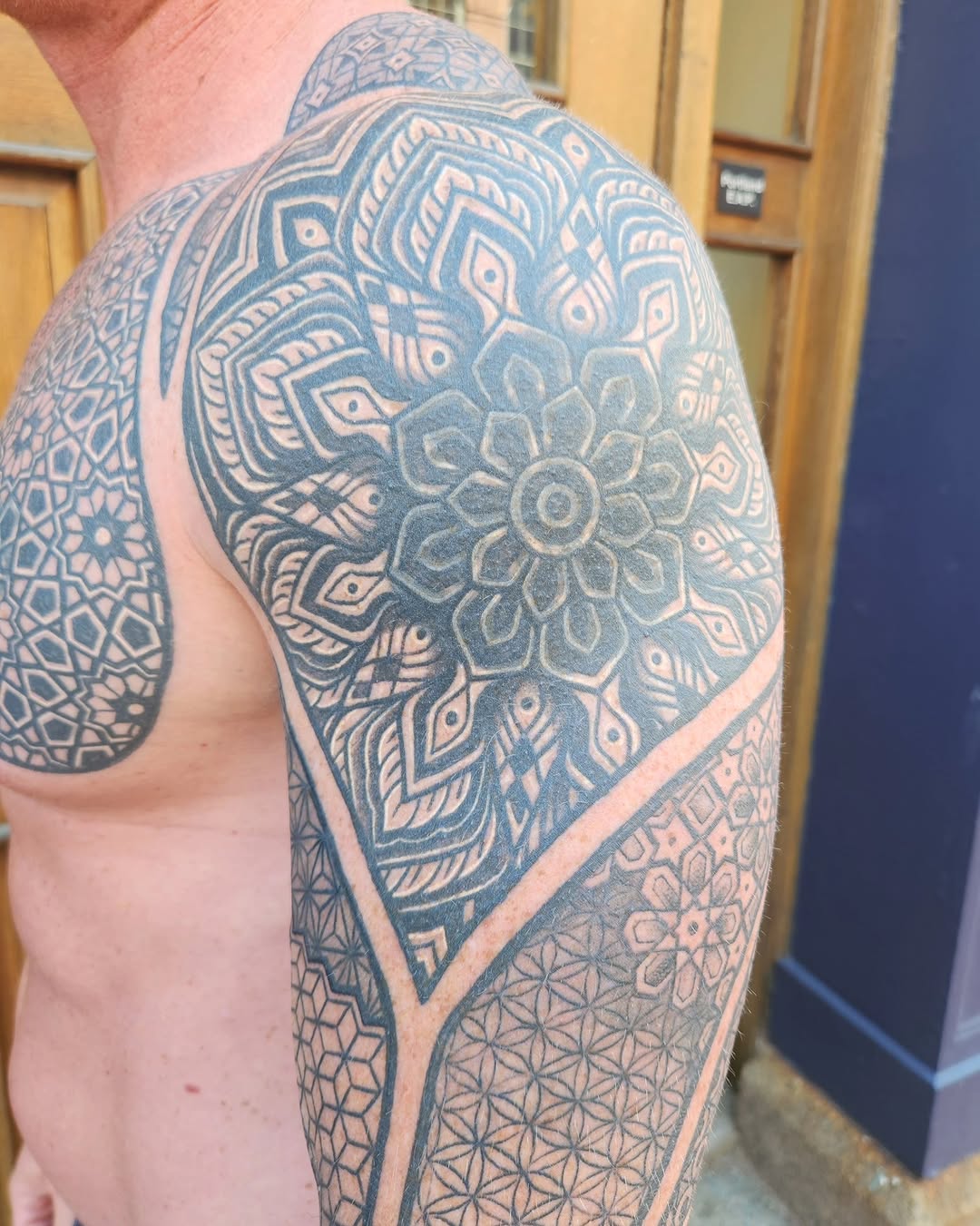 Tattoo by @ravi_chandra_tattoos — geometric, dotwork