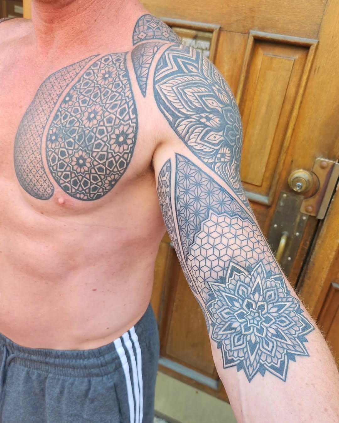 Tattoo by @ravi_chandra_tattoos — geometric, dotwork