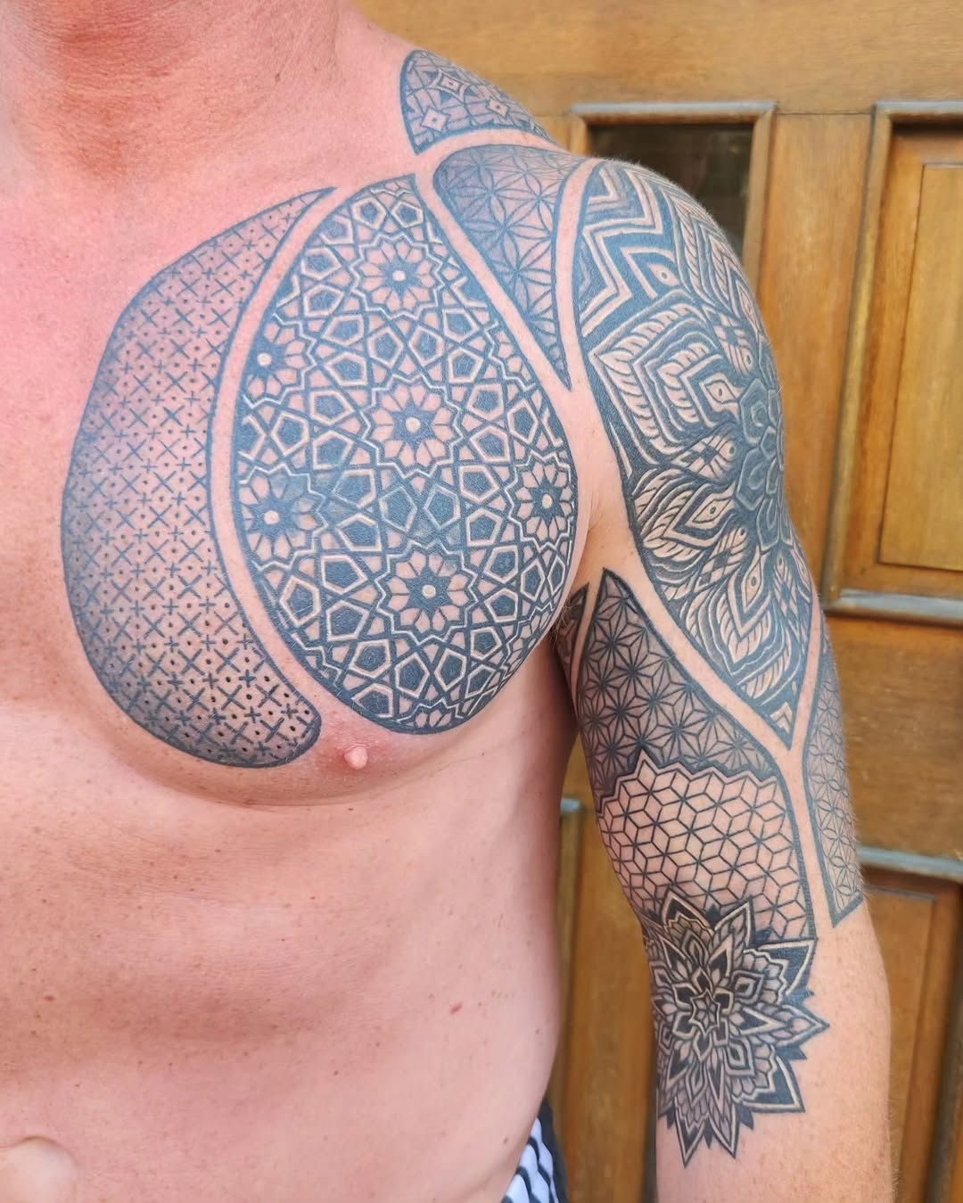 Tattoo by @ravi_chandra_tattoos — geometric, dotwork