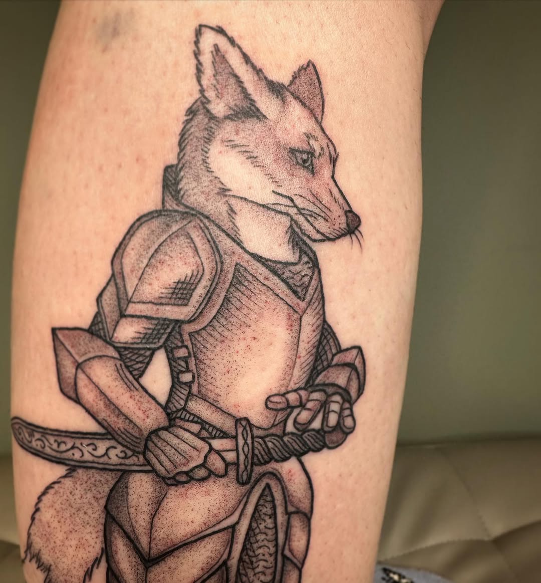 Tattoo by @hunterdoestattoos — dotwork, black_and_grey