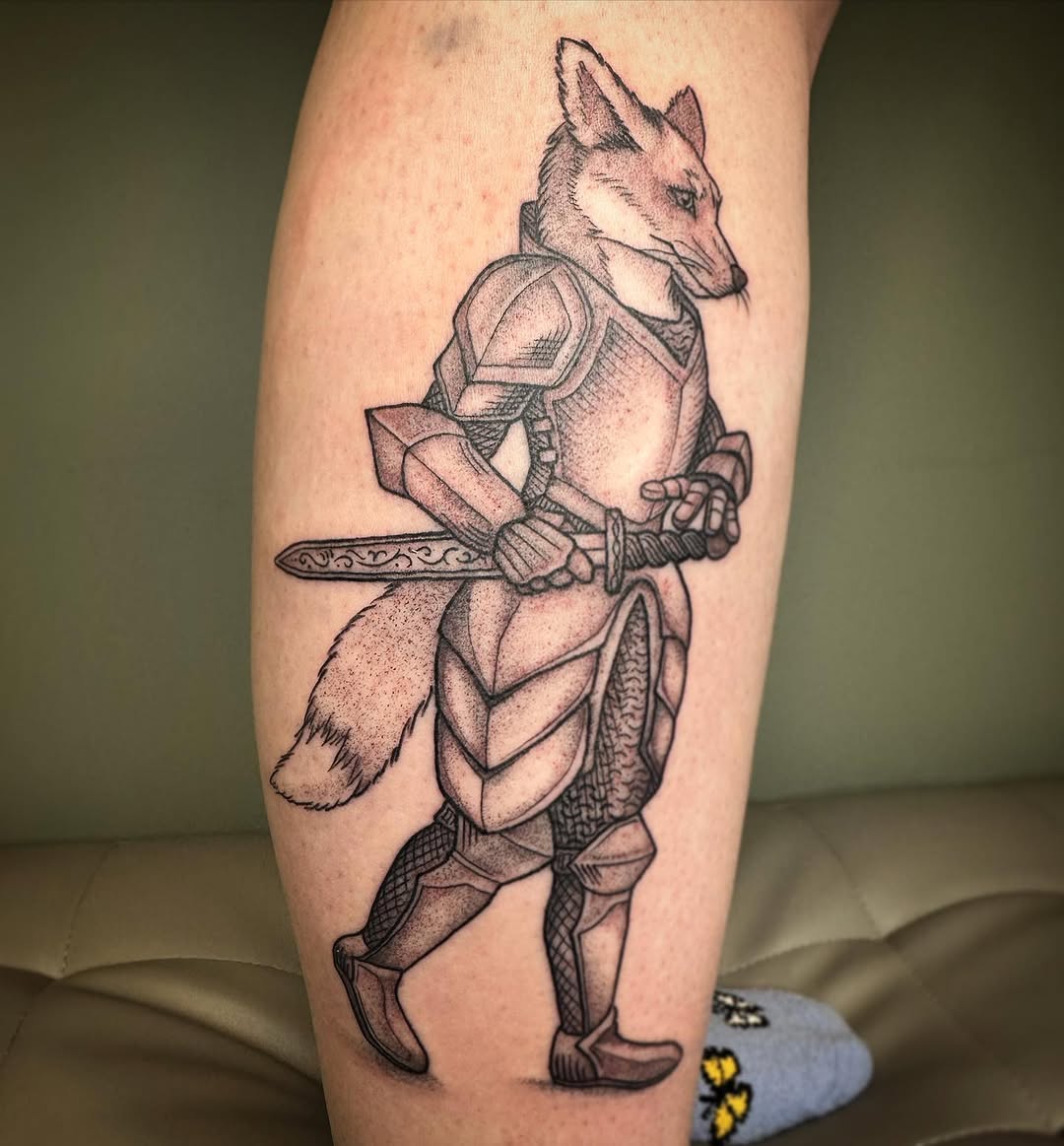 Tattoo by @hunterdoestattoos — black_and_grey, illustrative